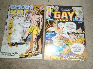Gay Comix 1 & 2 Rare Underground Comics Rand Holmes Vf Shape