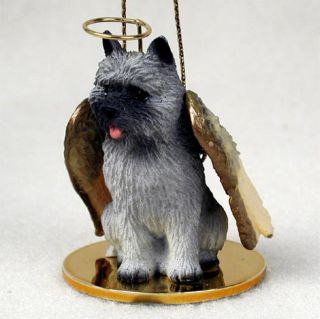 Cairn Terrier Ornament Angel Figurine Hand Painted Gray