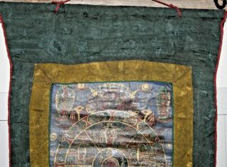 ANTIQUE PAINTED TIBETAN CHINESE NEPAL THANGKA TAPESTRY PANEL SCROLL SIGNED 3 2