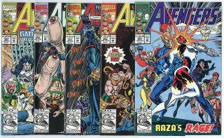 Avengers 351 - 360 Complete Run Avg.  Nm,  9.  6 White Pages Marvel 1992