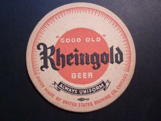Vintage Rheingold Beer Coaster - United States Brewing Co.  Chicago