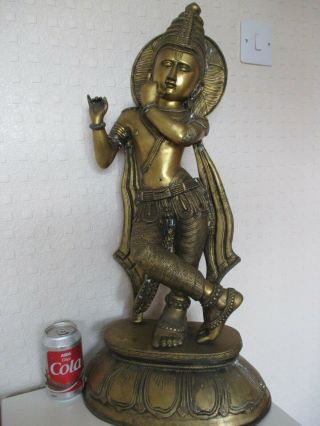Huge Heavy Indian Eastern Asian Oriental Brass Or Gilt Bronze Statue Of A Deity