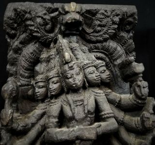 LARGE ANTIQUE SHIVA 18th/19th C.  WOOD HINDU CHARIOT PANEL FROM INDIA 3