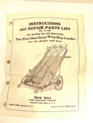 Vintage Idea Farm Equipment Co Manaul For Easy - Way Hay Loader