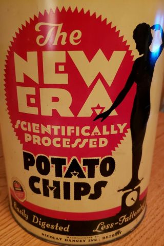 Vintage Era 1 Lb.  Potato Chip Tin Can Canister