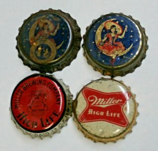 4 Diff Miller Brewing Co.  - Cork Beer Bottle Caps - Milwaukee,  Wisconsin