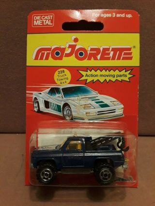 Vintage Majorette No 228 4x4 Towing Truck Dark Blue Boxed Made In France 1/62