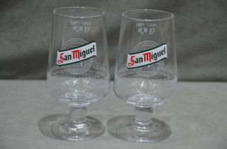 (2) San Miguel Half Pint To Brim Glasses Toughened Glass Ce Stamped M16