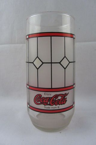 Vintage Coca - Cola Coke Frosted Window Stained 16oz Glass Tumbler