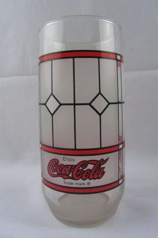Vintage Coca - Cola Coke Frosted Window Stained 16oz Glass Tumbler 2