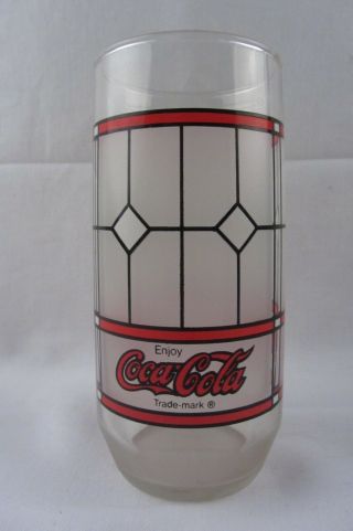 Vintage Coca - Cola Coke Frosted Window Stained 16oz Glass Tumbler 3