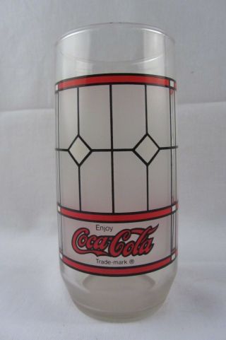 Vintage Coca - Cola Coke Frosted Window Stained 16oz Glass Tumbler 4