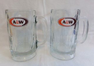 2 Vintage A&w Root Beer 6 " Tall Glass Mugs