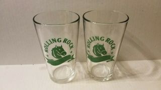 (2) - ROLLING ROCK 16 oz BEER GLASSES - 2002 - BARWARE 2
