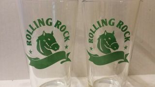 (2) - ROLLING ROCK 16 oz BEER GLASSES - 2002 - BARWARE 3
