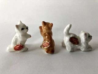 Vintage Bone China Kitten Cat Miniature Figurines Set Of 3 With Labels 5