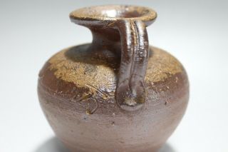 d884 Antique Japanese Bizen Pottery Sake Server Tokkuri Choshi by Toshu Yamamoto 4