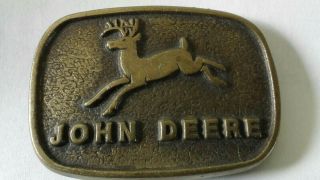 John Deere Belt Buckle Brass 4 Legged Deer Vintage Item