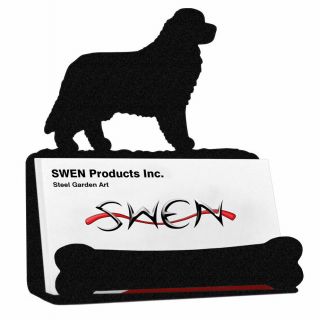 Swen Products Newfoundland Dog Black Metal Business Card Holder