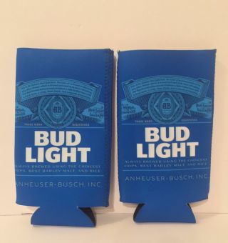 Bud Light Can Cooler 2 - Pack Set Of Two Koozies Neoprene Koozie Beer Soda Hugger