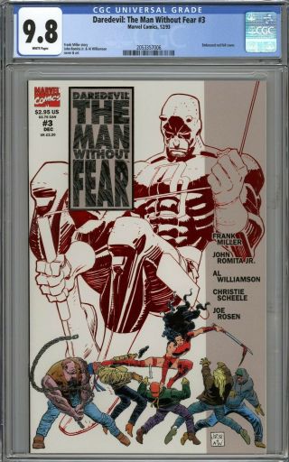 Daredevil The Man Without Fear 3 Cgc 9.  8 Nm/mt Embossed Red Foil Cover