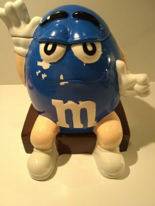 M&m Collectible Blue Ceramic Candy Cookie Jar Kitchen Candy Decoration
