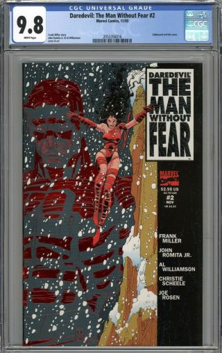 Daredevil The Man Without Fear 2 Cgc 9.  8 Nm/mt Embossed Red Foil Cover