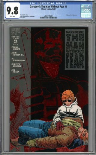 Daredevil The Man Without Fear 1 Cgc 9.  8 Nm/mt Embossed Red Foil Cover