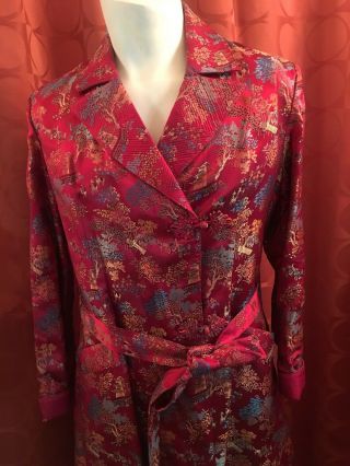 Vintage 14/16 Peony Brand Shanghai China Heavy Silk Size 40 Chinese Coat Robe