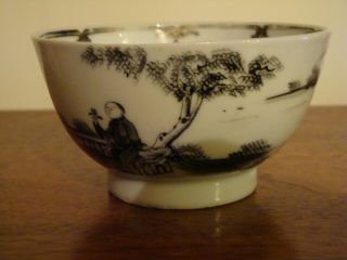 A Large 18th Century Chinese Tea Bowl Painted With Figures In A Landscape