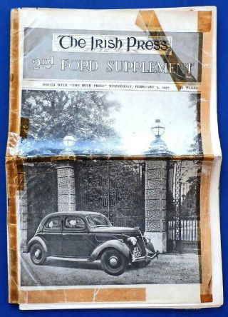 1937 Ford Supplement To The Irish Press—ford Of Ireland