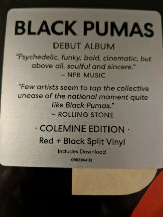 Black Pumas BLACK AND RED SPLIT VINYL /750 & RARE funk soul 3