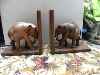 Wooden Elephant Book Ends