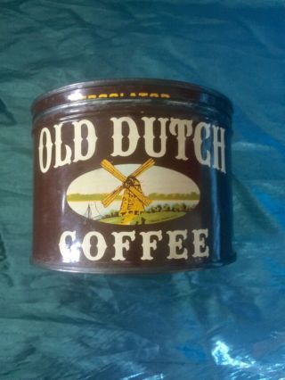 Vintage Antique Old Dutch Brand Coffee Tin W/ Windmill Pic On Both Sides Ny,  Ny