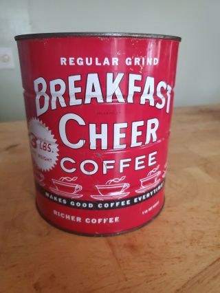 Rare Antique Tin Can Breakfast Cheer Coffee Dripco 3lb No Lid