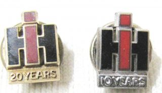 2 - - International Harvester - - Service Pins - - 10 Year And 20 Year - - Silver & Gold