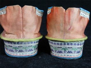 ANTIQUE 19TH CENTURY CHINESE EMBROIDERED SILK LOTUS SHOES BOUND FEET 6