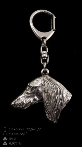 Saluki,  Silver Covered Keyring,  High Qauality Keychain Art Dog