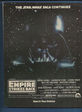 Vintage 1980 Star Wars The Empire Strikes Back Print Ad Darth Vader
