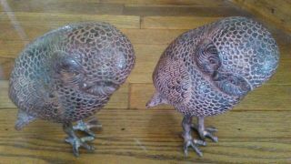 Cast Iron Finish Set Of Owls With Brass Feet