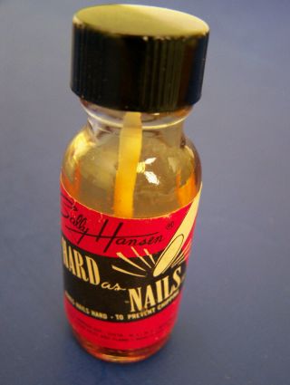 RARE 1950 ' s Antique SALLY HANSEN HARD AS NAILS Nail Polish w/ Paper Label GREAT 3