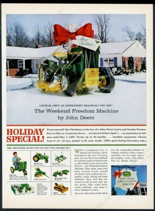 1966 John Deere Riding Mower Garden Tractor & Christmas Toy Pix Vintage Print Ad