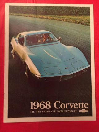 1968 Chevrolet " Corvette " Dealer Car Sales Brochure