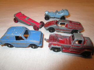 5 Old Tootsie Toy Cars/ Tow Truck/ Rabbit/ Dragster/ Tow Truck/ Fiat Abarth Usa