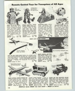 1958 Paper Ad Toy Robot Robert Piston Action From Mars Mechanized Brainy Bug