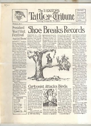 Treetops Tattler - Tribune V1 1 Jeff Macnelly Shoe Fanzine 4 Pages