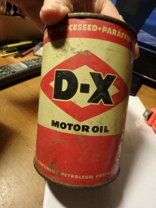 Full Quart Vintage Of Motor Oil - D - X - Solvent Processed - Paraffin Base