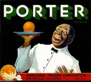 Porterville Tulare County Porter Orange Citrus Fruit Crate Label Art Print