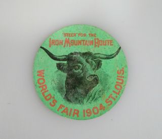 1904 Worlds Fair,  Iron Mountain Railway Route Antique Advertising Label - 56285