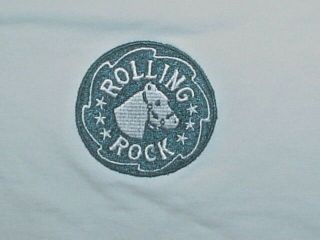 Embroidered Horse Rolling Rock Premium Beer Latrobe Pa Large White Polo Cotton
